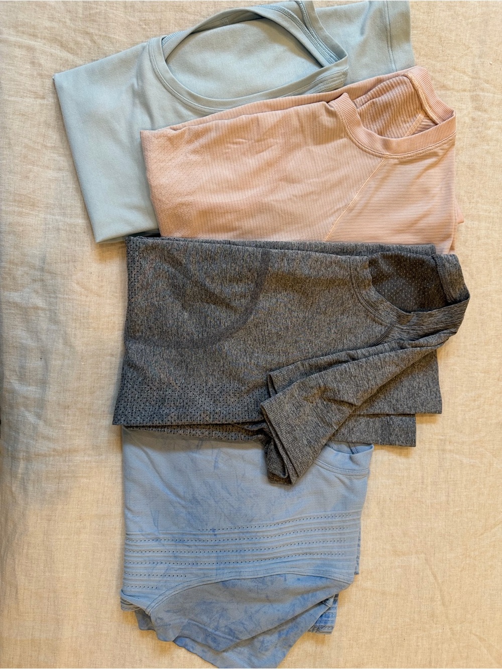 Lululemon Haul tops in Light Blue, Blush Pink, Gray